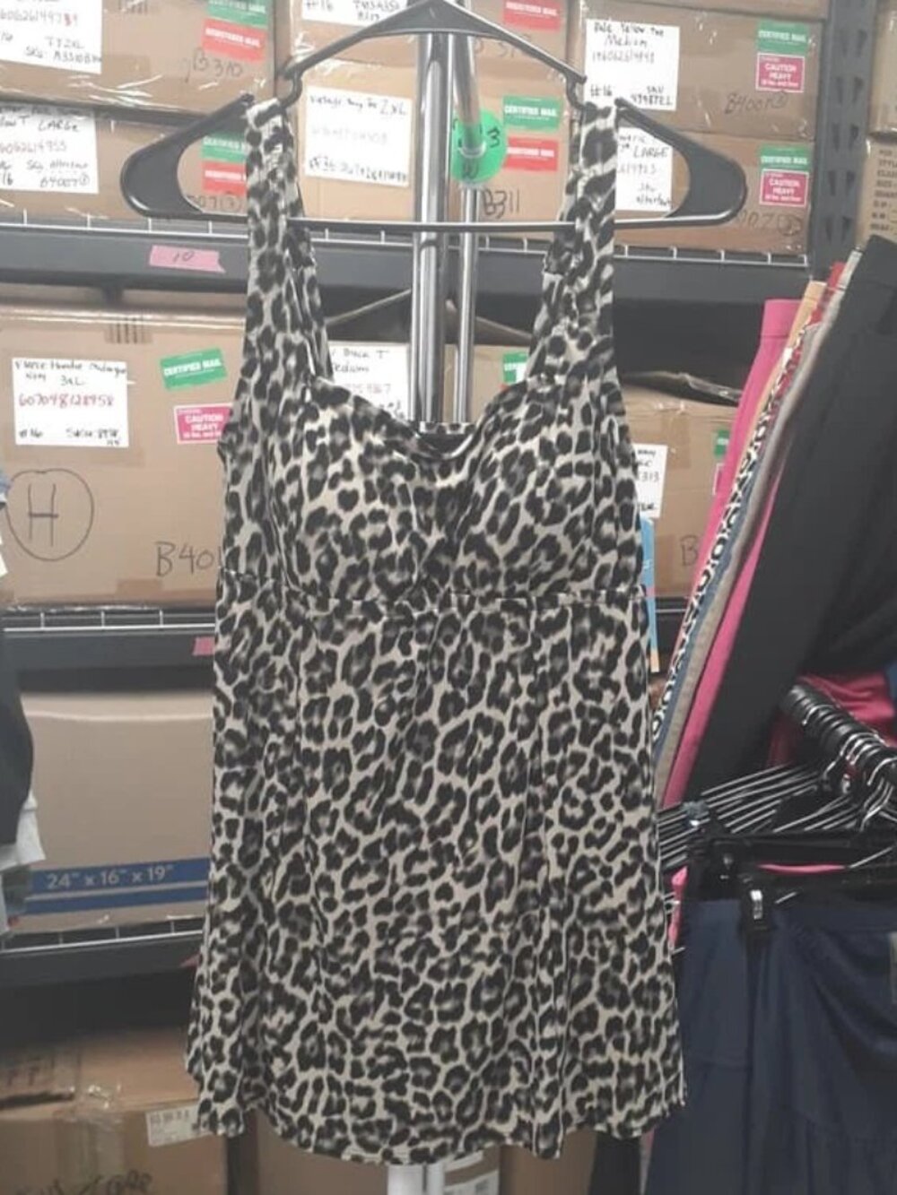 Ladies Swim Solutions Cheetah Print Bathing Suit Size 10 ORG $109 NWT (RackD4)